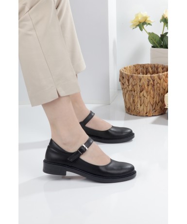 Kadın Balerin Loafer Ayakkabı Siyah Cilt