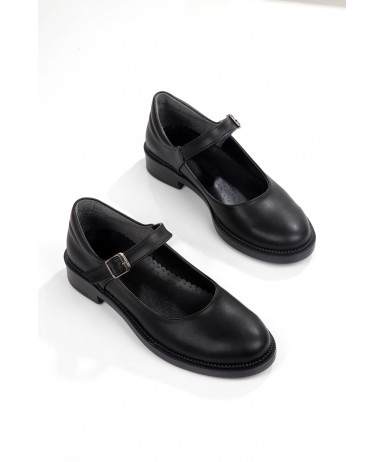 Kadın Balerin Loafer Ayakkabı Siyah Cilt